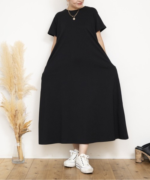 JOCOSA（ジョコサ）の「【選べる袖タイプ】ポケット付き Aライン ワンピース（ワンピース・レディース・ブラック/ブラック系その他・S/M）」の6枚目の写真