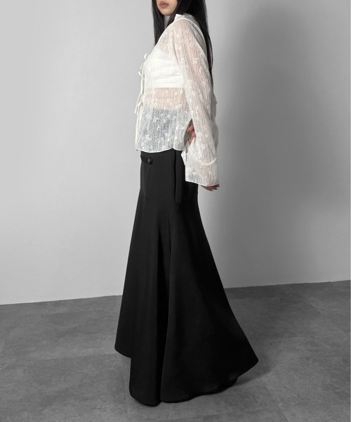 LVEU.(ラブユ.)の「【LVEU.】フロントリボンシアーシャツ / トップス シャツ リボン シアー シースルー レース ストレッチ ベルスリーブ ブラック ホワイト ZOZOTOWN限定(シャツ/ブラウス・レディース・ブラック/ホワイト・FREE)」の17枚目の写真