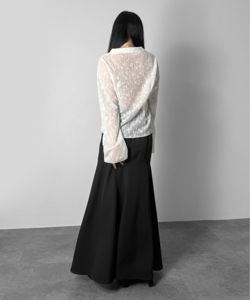 LVEU.(ラブユ.)の「【LVEU.】フロントリボンシアーシャツ / トップス シャツ リボン シアー シースルー レース ストレッチ ベルスリーブ ブラック ホワイト ZOZOTOWN限定(シャツ/ブラウス・レディース・ブラック/ホワイト・FREE)」の18枚目の写真