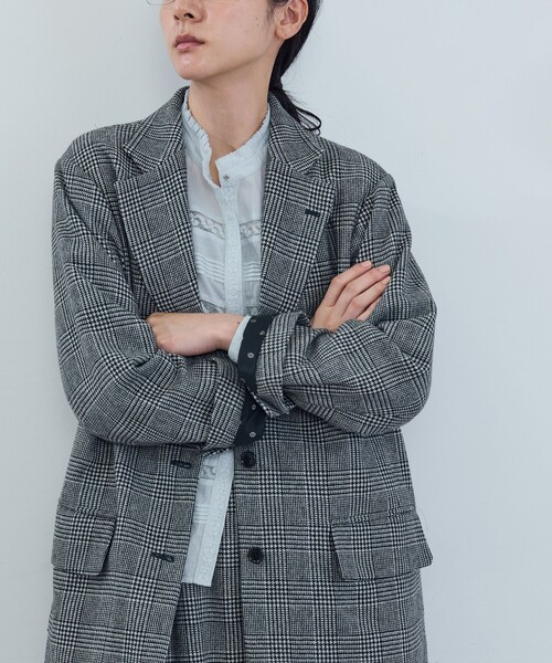 ADIEU TRISTESSE(アデュートリステス)の「《石上美津江さんコラボ》ウールチェックジャケット(テーラードジャケット・レディース・ブラック系その他/ブラウン系その他・L/M)」の8枚目の写真