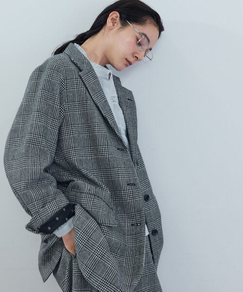 ADIEU TRISTESSE(アデュートリステス)の「《石上美津江さんコラボ》ウールチェックジャケット(テーラードジャケット・レディース・ブラック系その他/ブラウン系その他・L/M)」の11枚目の写真