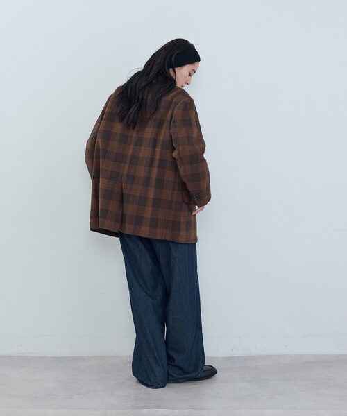 ADIEU TRISTESSE(アデュートリステス)の「《石上美津江さんコラボ》ウールチェックジャケット(テーラードジャケット・レディース・ブラック系その他/ブラウン系その他・L/M)」の18枚目の写真
