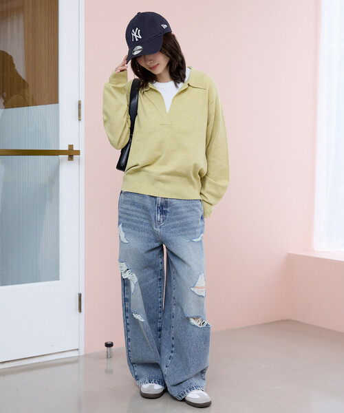 PUBLUX(パブリュクス)の「PUBLUX/パブリュクス スキッパーニットプルオーバー 限定展開(ニット/セーター・レディース・ナチュラル/チャコールグレー/イエロー/グレー・フリ-)」の22枚目の写真