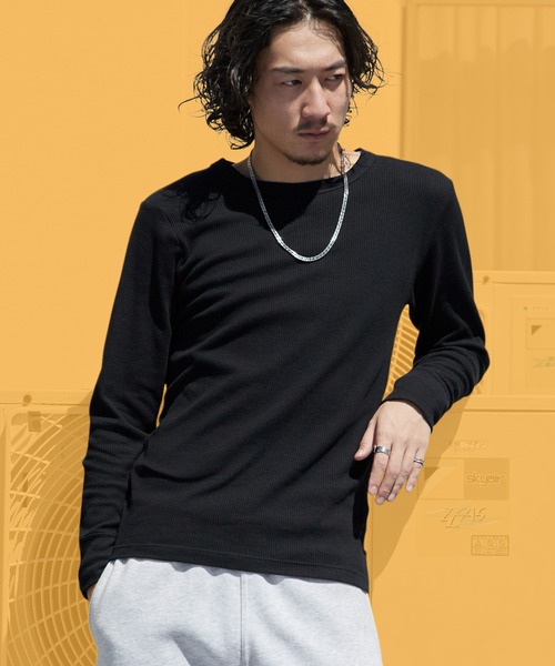 HANES(ヘインズ)の「Hanes/ヘインズ THERMALCREWNECK LS Tシャツ ワッフル ロンT ロングスリーブ サーマルT メンズ レディース 2026年秋冬 秋服 冬服(Tシャツ/カットソー・メンズ・ホワイト/ブラック/グレー・S/M/L/XL)」の2枚目の写真
