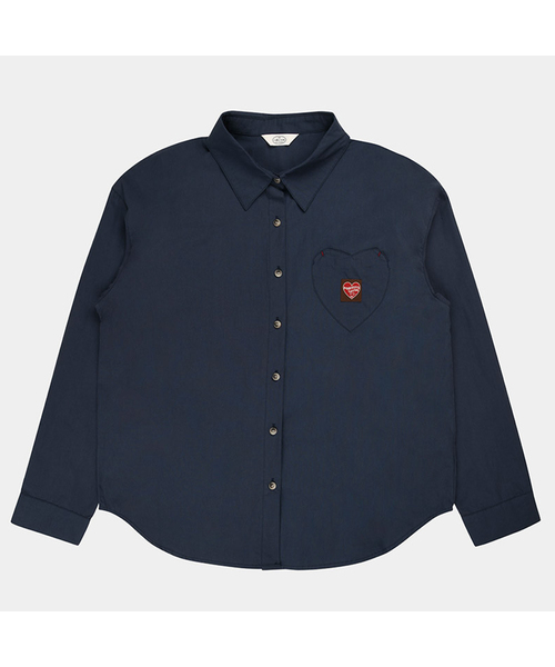 PIGMENT(ピグメント)の「ハートパッチラベルシャツ/シャツ (KYNB2606004)(シャツ/ブラウス・レディース・アイボリー/ネイビー/ピンク・FREE)」の1枚目の写真