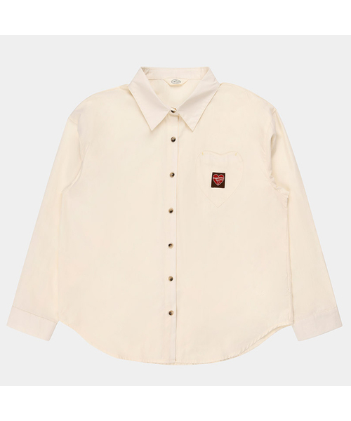 PIGMENT(ピグメント)の「ハートパッチラベルシャツ/シャツ (KYNB2606004)(シャツ/ブラウス・レディース・アイボリー/ネイビー/ピンク・FREE)」の2枚目の写真