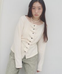 【umm.】チョーカー付きドレープミニシャギープルオーバー