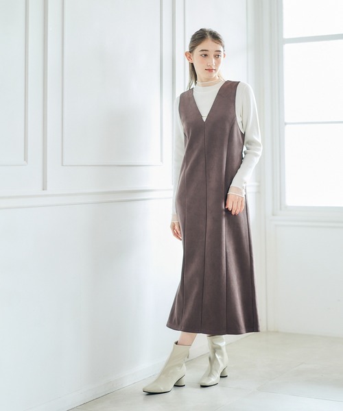 12Twelve Agenda（トゥエルブ　アジェンダ）の「フェイクスエードストレートジャンスカ（ジャンパースカート・レディース・チャコールグレー/ブラウン/グレイッシュベージュ・M）」の10枚目の写真