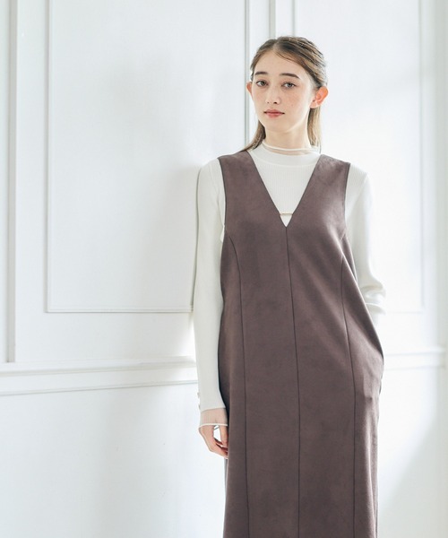 12Twelve Agenda（トゥエルブ　アジェンダ）の「フェイクスエードストレートジャンスカ（ジャンパースカート・レディース・チャコールグレー/ブラウン/グレイッシュベージュ・M）」の18枚目の写真