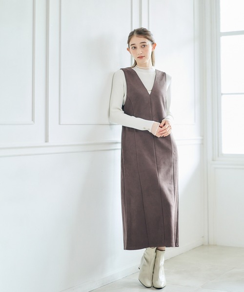 12Twelve Agenda（トゥエルブ　アジェンダ）の「フェイクスエードストレートジャンスカ（ジャンパースカート・レディース・チャコールグレー/ブラウン/グレイッシュベージュ・M）」の11枚目の写真