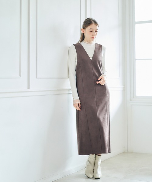 12Twelve Agenda（トゥエルブ　アジェンダ）の「フェイクスエードストレートジャンスカ（ジャンパースカート・レディース・チャコールグレー/ブラウン/グレイッシュベージュ・M）」の12枚目の写真
