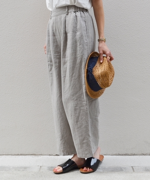 liflattie ships(リフラティ シップス)の「liflattie ships:リネン ワイドパンツ ◇(その他パンツ・レディース・グレー/ネイビー/ライトブルー/オリーブ・93/94)」の2枚目の写真