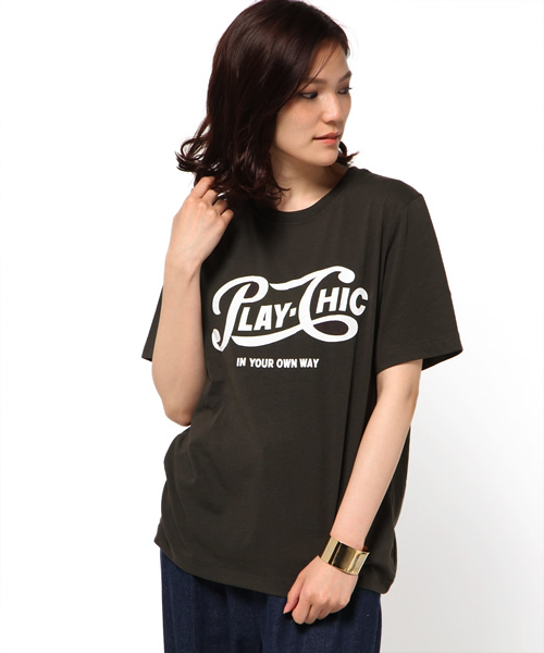 MOUSSY（マウジー）の「PLAY CHIC TSJ（Tシャツ/カットソー・レディース・ホワイト/ライトブラック/レッド/ネイビー・FREE）」の15枚目の写真