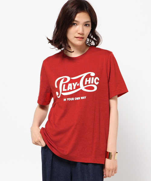MOUSSY（マウジー）の「PLAY CHIC TSJ（Tシャツ/カットソー・レディース・ホワイト/ライトブラック/レッド/ネイビー・FREE）」の10枚目の写真