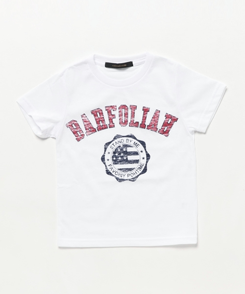 VENCEEXCHANGE（ヴァンスエクスチェンジ）の「KIDS カレッジロゴプリント半袖クルーネックT（Tシャツ/カットソー・キッズ・オフホワイト/グレー・150cm/120cm/130cm/140cm）」の2枚目の写真