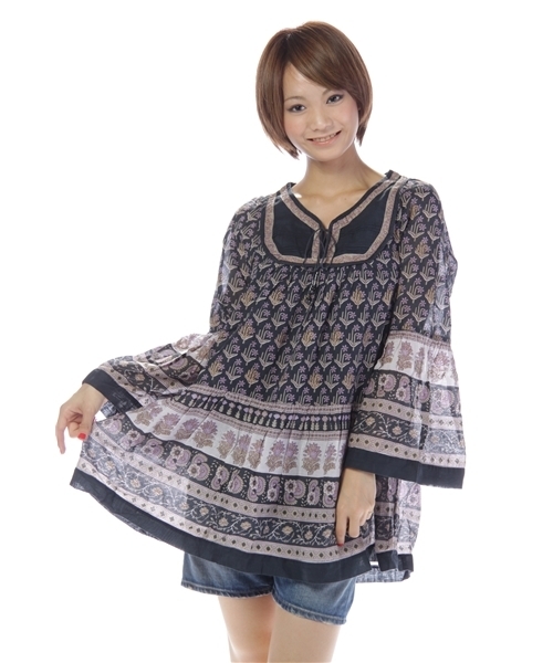 CIAOPANIC（チャオパニック）の「インド綿ＴＵ（チュニック・レディース・パープル/エンジ/グレー・FREE）」の2枚目の写真