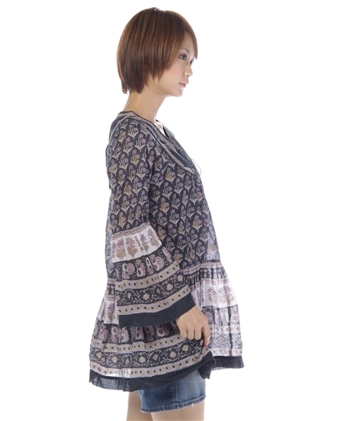 CIAOPANIC（チャオパニック）の「インド綿ＴＵ（チュニック・レディース・パープル/エンジ/グレー・FREE）」の7枚目の写真