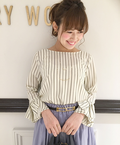 laboratory work（ラボラトリーワーク）の「ストレッチ 袖リボン切替ブラウス（シャツ/ブラウス・レディース・ホワイト系その他/パープル系その他/ネイビー・MEDIUM）」の21枚目の写真