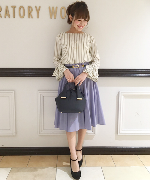 laboratory work（ラボラトリーワーク）の「ストレッチ 袖リボン切替ブラウス（シャツ/ブラウス・レディース・ホワイト系その他/パープル系その他/ネイビー・MEDIUM）」の22枚目の写真