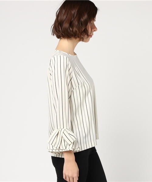 laboratory work（ラボラトリーワーク）の「ストレッチ 袖リボン切替ブラウス（シャツ/ブラウス・レディース・ホワイト系その他/パープル系その他/ネイビー・MEDIUM）」の11枚目の写真