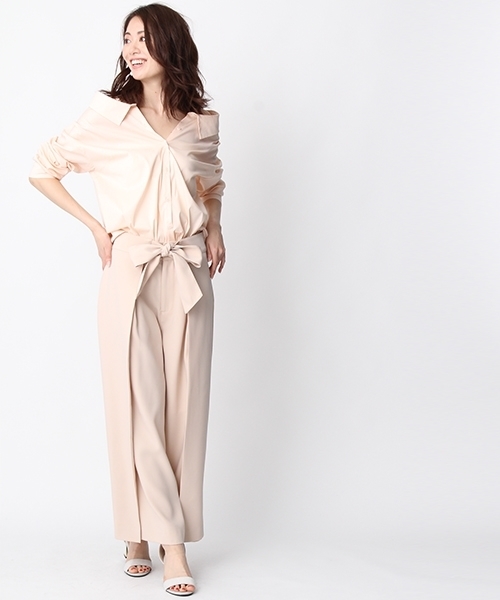 Andemiu（アンデミュウ）の「ウエストリボンフレアワイドパンツ757574（その他パンツ・レディース・ライトグレー/ピンク・SMALL/MEDIUM）」の3枚目の写真