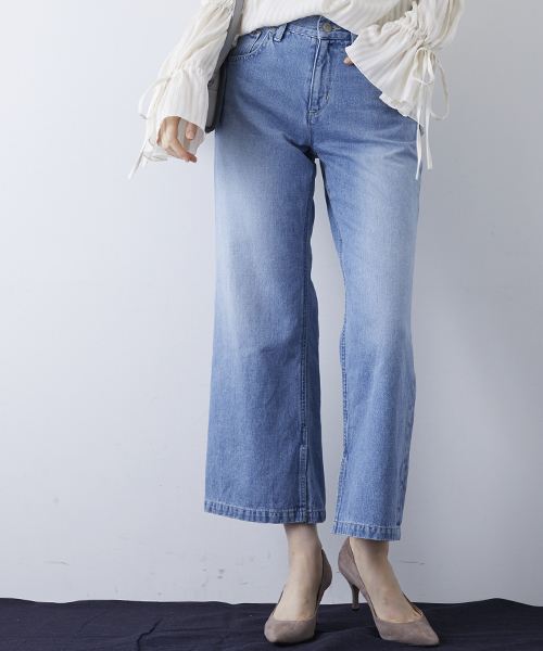 STUDIOUS（ステュディオス）の「インスリットワイドデニム（デニムパンツ・レディース・ブルー/サックスブルー・1/0）」の3枚目の写真