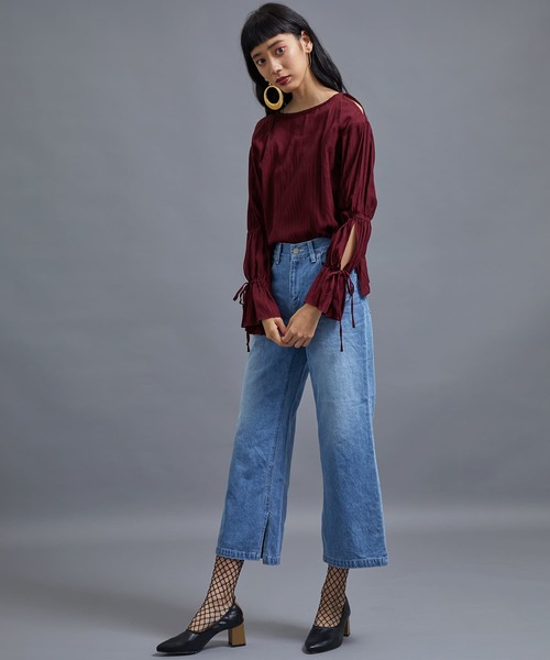 STUDIOUS（ステュディオス）の「インスリットワイドデニム（デニムパンツ・レディース・ブルー/サックスブルー・1/0）」の6枚目の写真