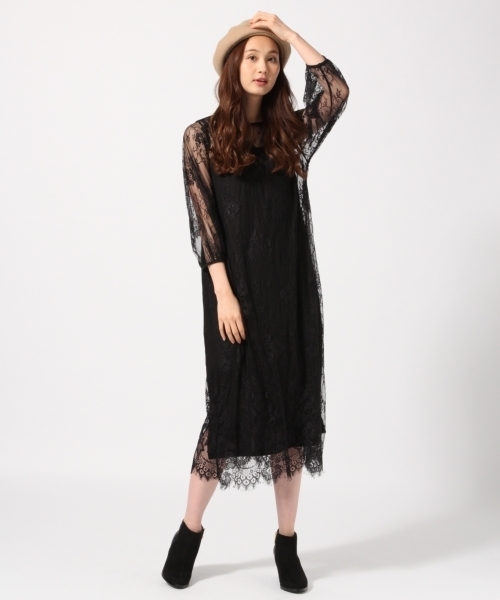 GLOBAL WORK(グローバルワーク)の「レースロングセットワンピース/766245(ワンピース・レディース・キャメル/ワインレッド/ブラック・MEDIUM/LARGE)」の5枚目の写真