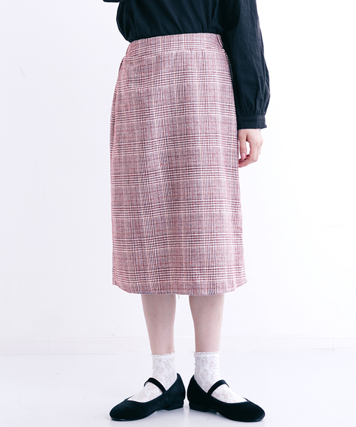 MERLOT（メルロー）の「グレンチェック柄スカート1249（スカート・レディース・ピンク/ブラック/ワイン・FREE）」の3枚目の写真