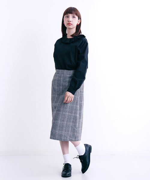 MERLOT（メルロー）の「グレンチェック柄スカート1249（スカート・レディース・ピンク/ブラック/ワイン・FREE）」の5枚目の写真