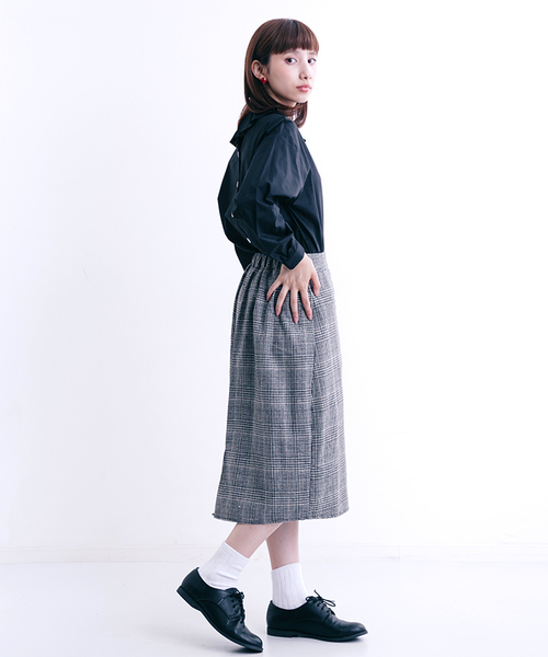 MERLOT（メルロー）の「グレンチェック柄スカート1249（スカート・レディース・ピンク/ブラック/ワイン・FREE）」の6枚目の写真