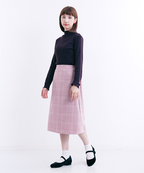 MERLOT（メルロー）の「グレンチェック柄スカート1249（スカート・レディース・ピンク/ブラック/ワイン・FREE）」の7枚目の写真
