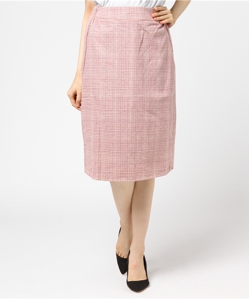 MERLOT（メルロー）の「グレンチェック柄スカート1249（スカート・レディース・ピンク/ブラック/ワイン・FREE）」の4枚目の写真