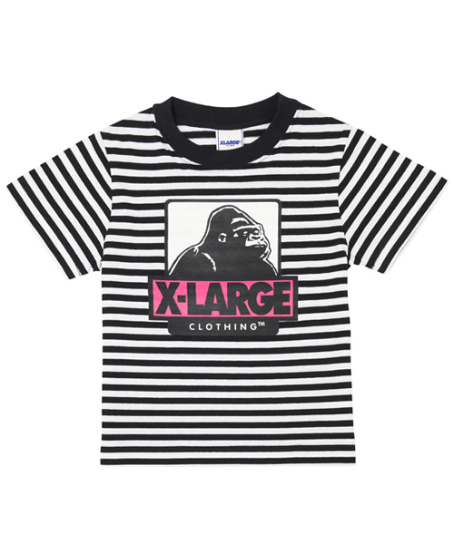 XLARGE KIDS(エクストララージキッズ)の「STRIPED S/S TEE “OG”(Tシャツ/カットソー・キッズ・ブラック/レッド・2T/4T/5T/6T)」の1枚目の写真