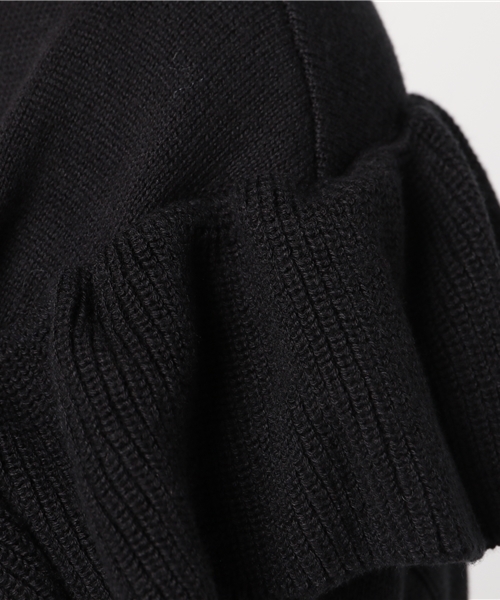 earth music&ecology（アースミュージックアンドエコロジー）の「ラッフルショートニットカーディガン（カーディガン/ボレロ・レディース・ライトグレー/ブラック/バーガンディー/ライトベージュ・FREE）」の8枚目の写真