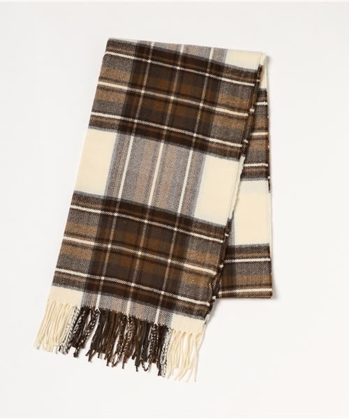 NATURAL BEAUTY BASIC（ナチュラルビューティーベーシック）の「ワイドトラディショナルチェックマフラー（ストール/ショール・レディース・ホワイト系その他/レッド/ネイビー・ﾌﾘ-）」の7枚目の写真