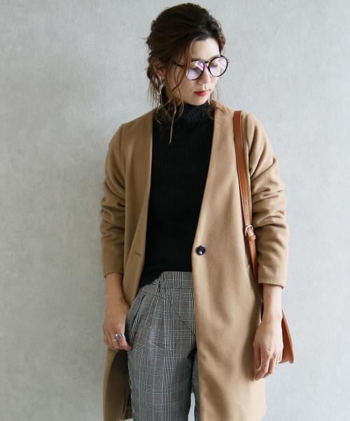 reca（レカ）の「ノーカラーチェスターコート（チェスターコート・レディース・ライトグレー/杢グレー/ブラック/ピンク系その他/キャメル/ネイビー/グレー系その他・M）」の7枚目の写真