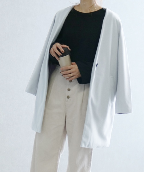 reca（レカ）の「ノーカラーチェスターコート（チェスターコート・レディース・ライトグレー/杢グレー/ブラック/ピンク系その他/キャメル/ネイビー/グレー系その他・M）」の4枚目の写真