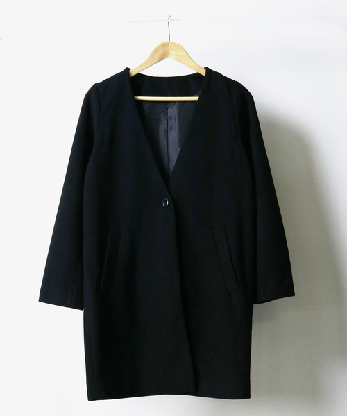 reca（レカ）の「ノーカラーチェスターコート（チェスターコート・レディース・ライトグレー/杢グレー/ブラック/ピンク系その他/キャメル/ネイビー/グレー系その他・M）」の3枚目の写真