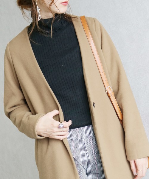 reca（レカ）の「ノーカラーチェスターコート（チェスターコート・レディース・ライトグレー/杢グレー/ブラック/ピンク系その他/キャメル/ネイビー/グレー系その他・M）」の8枚目の写真