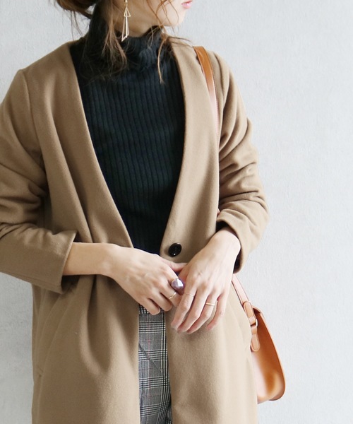 reca（レカ）の「ノーカラーチェスターコート（チェスターコート・レディース・ライトグレー/杢グレー/ブラック/ピンク系その他/キャメル/ネイビー/グレー系その他・M）」の10枚目の写真