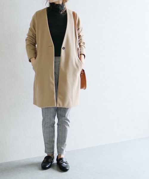 reca（レカ）の「ノーカラーチェスターコート（チェスターコート・レディース・ライトグレー/杢グレー/ブラック/ピンク系その他/キャメル/ネイビー/グレー系その他・M）」の11枚目の写真