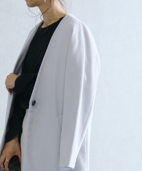 reca（レカ）の「ノーカラーチェスターコート（チェスターコート・レディース・ライトグレー/杢グレー/ブラック/ピンク系その他/キャメル/ネイビー/グレー系その他・M）」の13枚目の写真