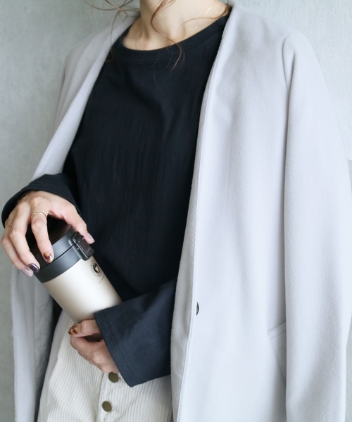 reca（レカ）の「ノーカラーチェスターコート（チェスターコート・レディース・ライトグレー/杢グレー/ブラック/ピンク系その他/キャメル/ネイビー/グレー系その他・M）」の14枚目の写真