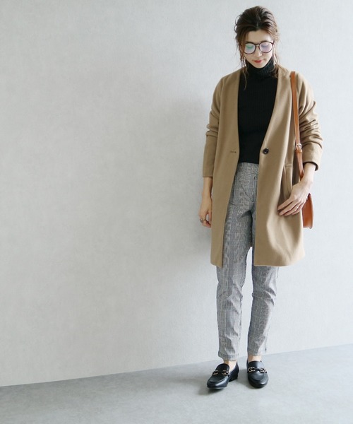 reca（レカ）の「ノーカラーチェスターコート（チェスターコート・レディース・ライトグレー/杢グレー/ブラック/ピンク系その他/キャメル/ネイビー/グレー系その他・M）」の12枚目の写真