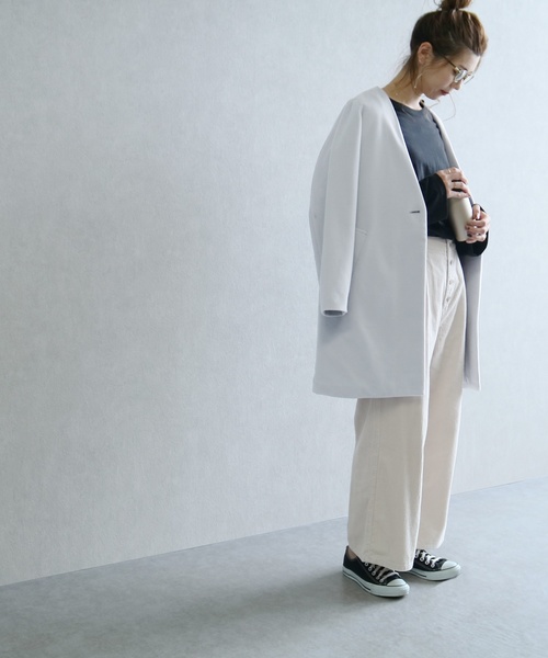 reca（レカ）の「ノーカラーチェスターコート（チェスターコート・レディース・ライトグレー/杢グレー/ブラック/ピンク系その他/キャメル/ネイビー/グレー系その他・M）」の15枚目の写真
