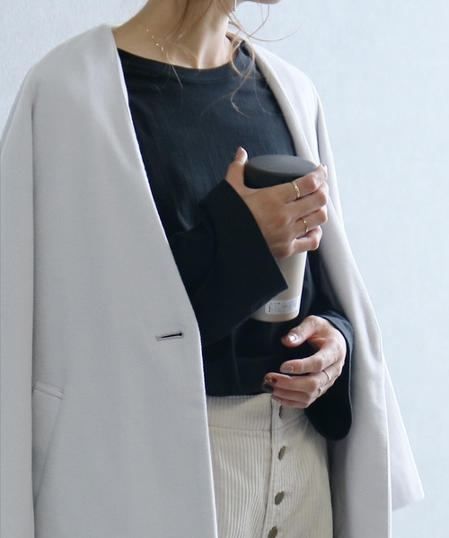 reca（レカ）の「ノーカラーチェスターコート（チェスターコート・レディース・ライトグレー/杢グレー/ブラック/ピンク系その他/キャメル/ネイビー/グレー系その他・M）」の17枚目の写真