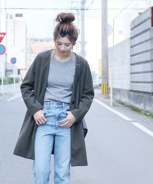 reca（レカ）の「ノーカラーチェスターコート（チェスターコート・レディース・ライトグレー/杢グレー/ブラック/ピンク系その他/キャメル/ネイビー/グレー系その他・M）」の19枚目の写真