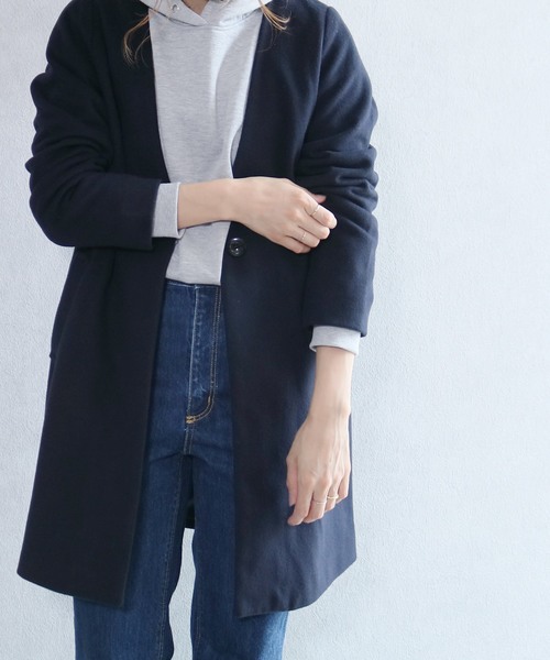 reca（レカ）の「ノーカラーチェスターコート（チェスターコート・レディース・ライトグレー/杢グレー/ブラック/ピンク系その他/キャメル/ネイビー/グレー系その他・M）」の20枚目の写真