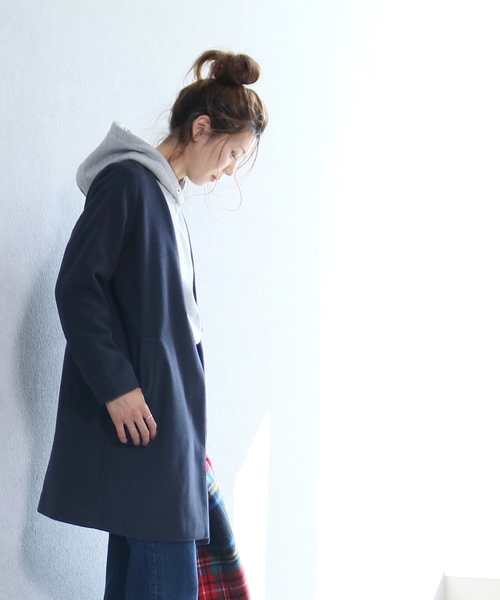 reca（レカ）の「ノーカラーチェスターコート（チェスターコート・レディース・ライトグレー/杢グレー/ブラック/ピンク系その他/キャメル/ネイビー/グレー系その他・M）」の22枚目の写真